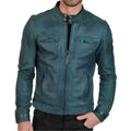 Mens Distressed Cafe Racer Leather Jacket - Riders Republic UK