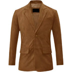 Mens Camel Brown Suede Leather Blazer - Riders Republic UK