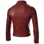 Red Faux Leather Slim Fit Jacket Mens - Riders Republic UK