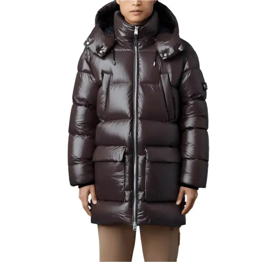 Mens Chocolate Brown Trench Puffer Coat - Riders Republic UK