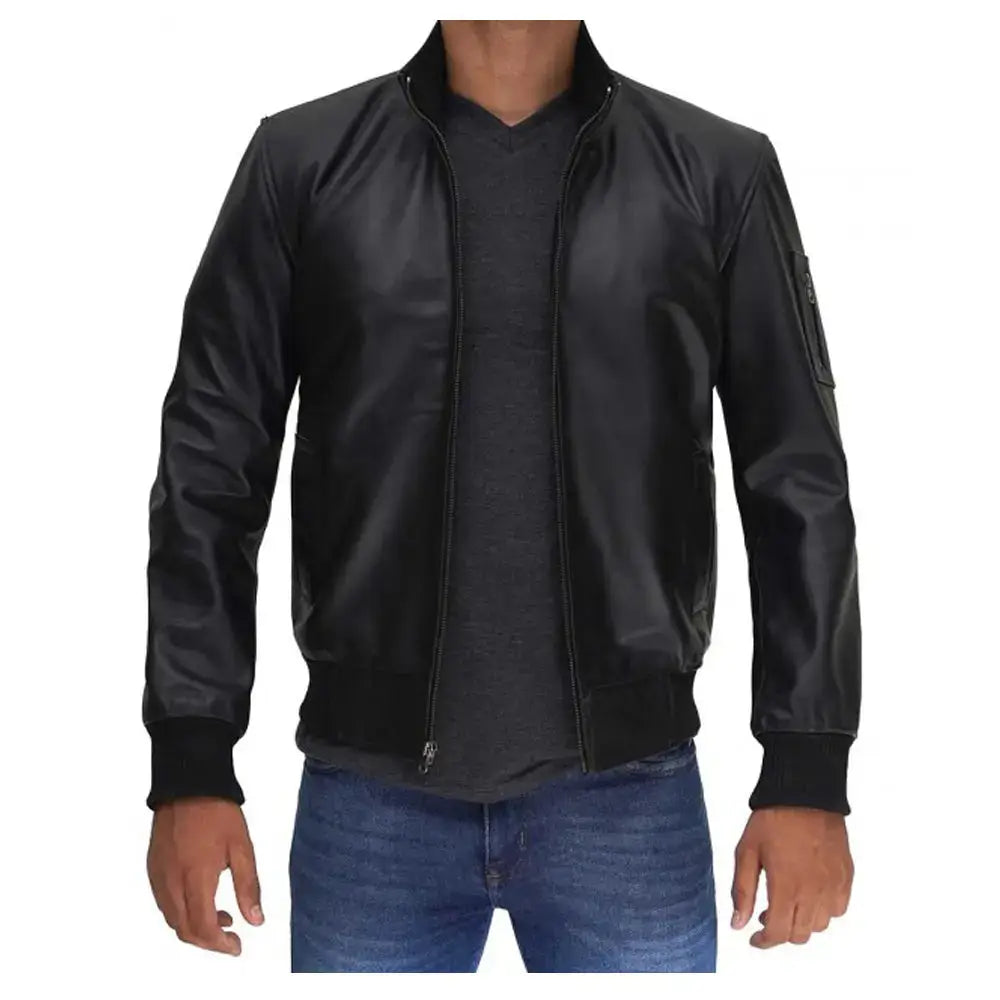 Mens Clark Leather Bomber Jacket - Riders Republic UK