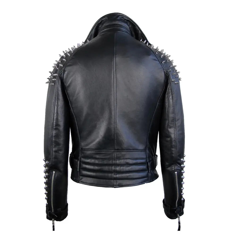 Mens Spiked Studded Leather Jacket - Riders Republic UK