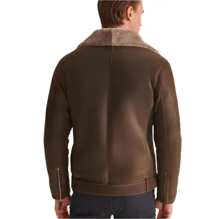 Mens Brown Shearling Aviator Jacket - Riders Republic UK