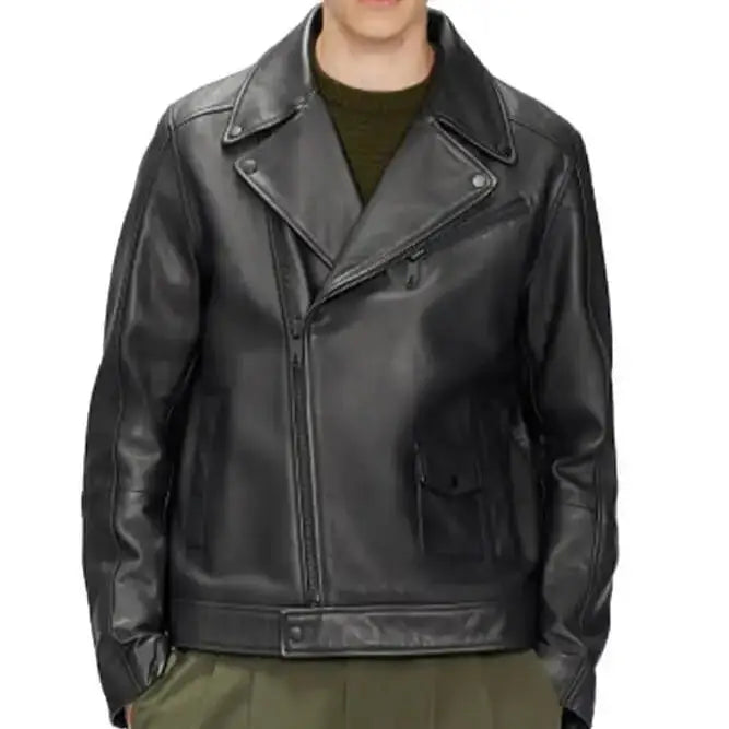 Mens Classic Carve Leather Biker Jacket - Riders Republic UK