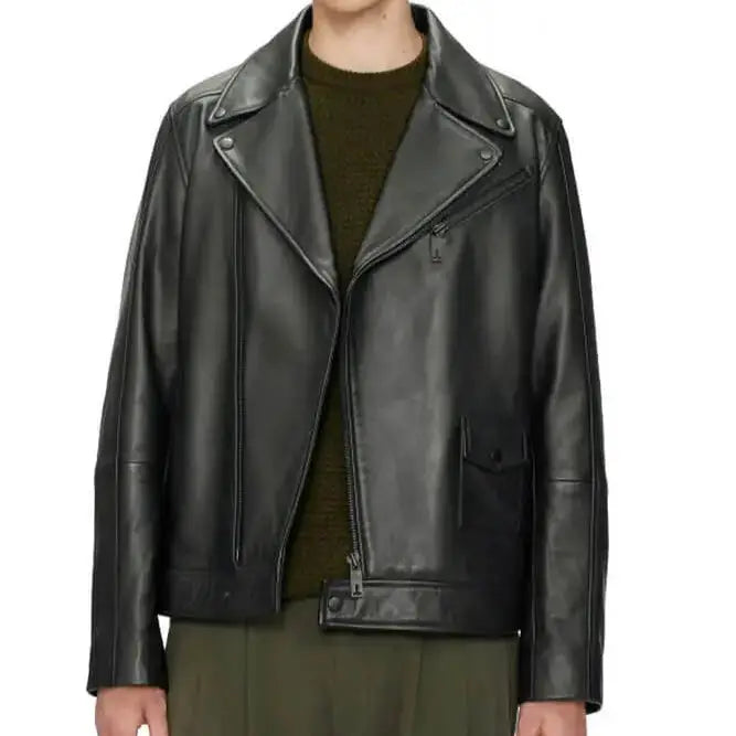 Mens Classic Carve Leather Biker Jacket - Riders Republic UK