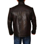 Mens Dark Brown Leather Jacket - Riders Republic UK