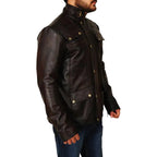 Mens Dark Brown Leather Jacket - Riders Republic UK