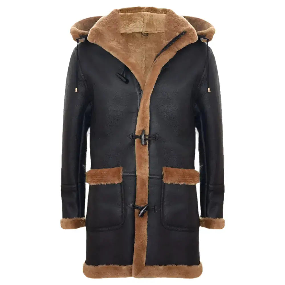 Mens Shearling Sheepskin Duffle Coat - Riders Republic UK