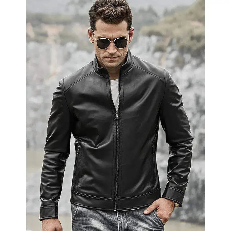 Mens Lambskin Leather Biker Jacket - Riders Republic UK