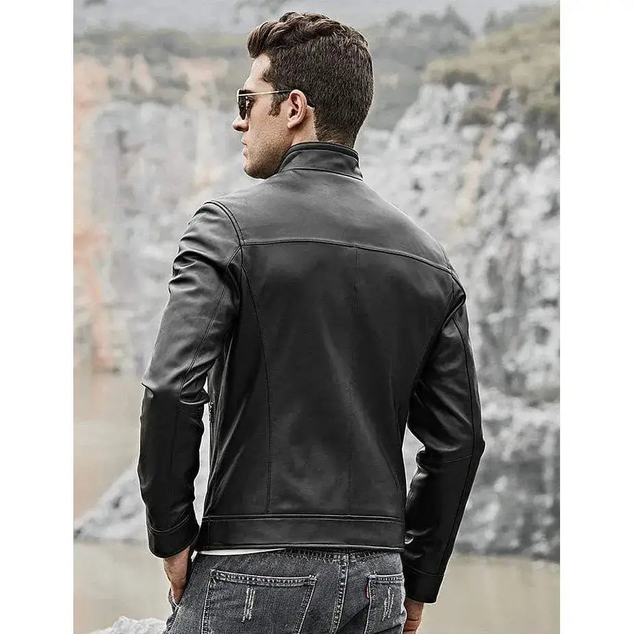 Mens Lambskin Leather Biker Jacket - Riders Republic UK