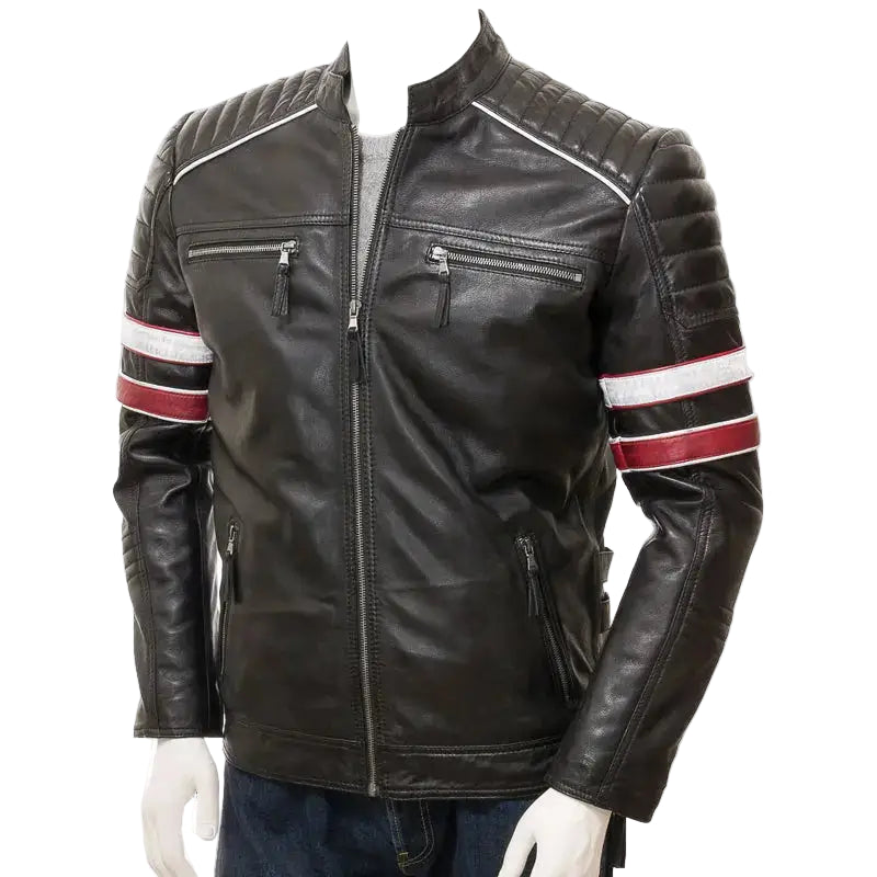 Mens Classic Racing Leather Jacket - Riders Republic UK