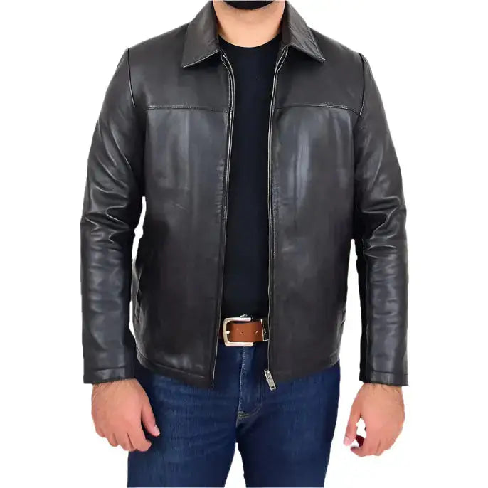 Mens Real Leather Box Jacket - Riders Republic UK