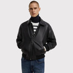 Classy Black PU Leather Bomber Jacket - Riders Republic UK