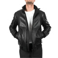 Mens Black Lambskin Leather Bomber Jacket - Riders Republic UK