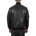 Mens Black Lambskin Leather Bomber Jacket - Riders Republic UK