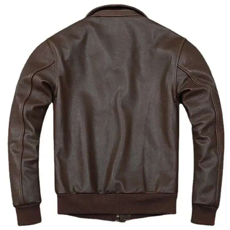 Mens Dark Brown Leather Aviator Jacket - Riders Republic UK