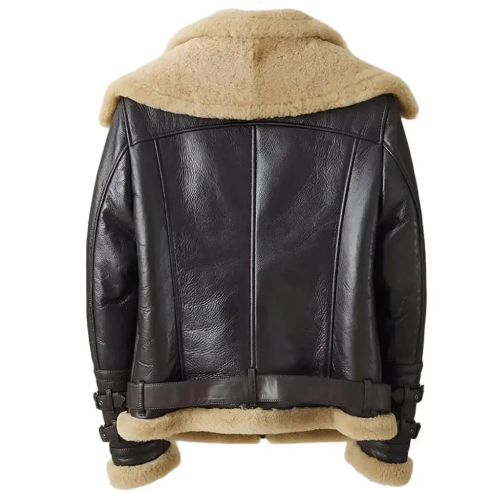 Mens Dark Brown B3 Bomber Shearling Jacket - Riders Republic UK