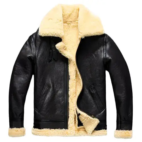 Mens Dark Brown B3 Shearling Bomber Jacket - Riders Republic UK