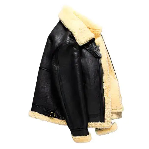 Mens Dark Brown B3 Shearling Bomber Jacket - Riders Republic UK