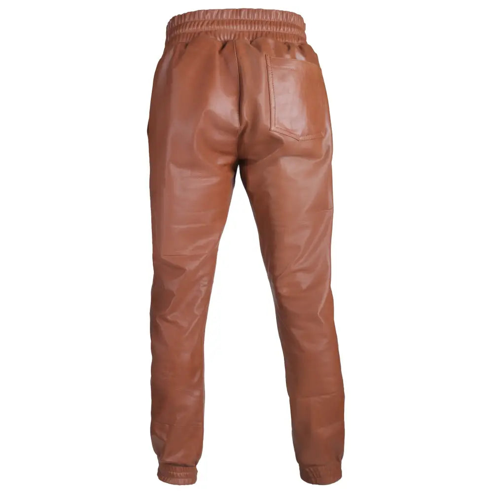 Mens Dark Brown Leather Rib Knit Pants - Riders Republic UK