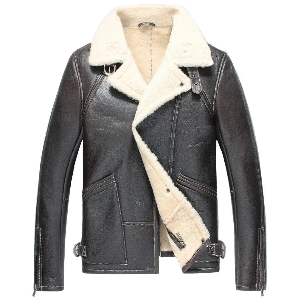 Dark Brown Sheepskin Aviator Jacket - Riders Republic UK