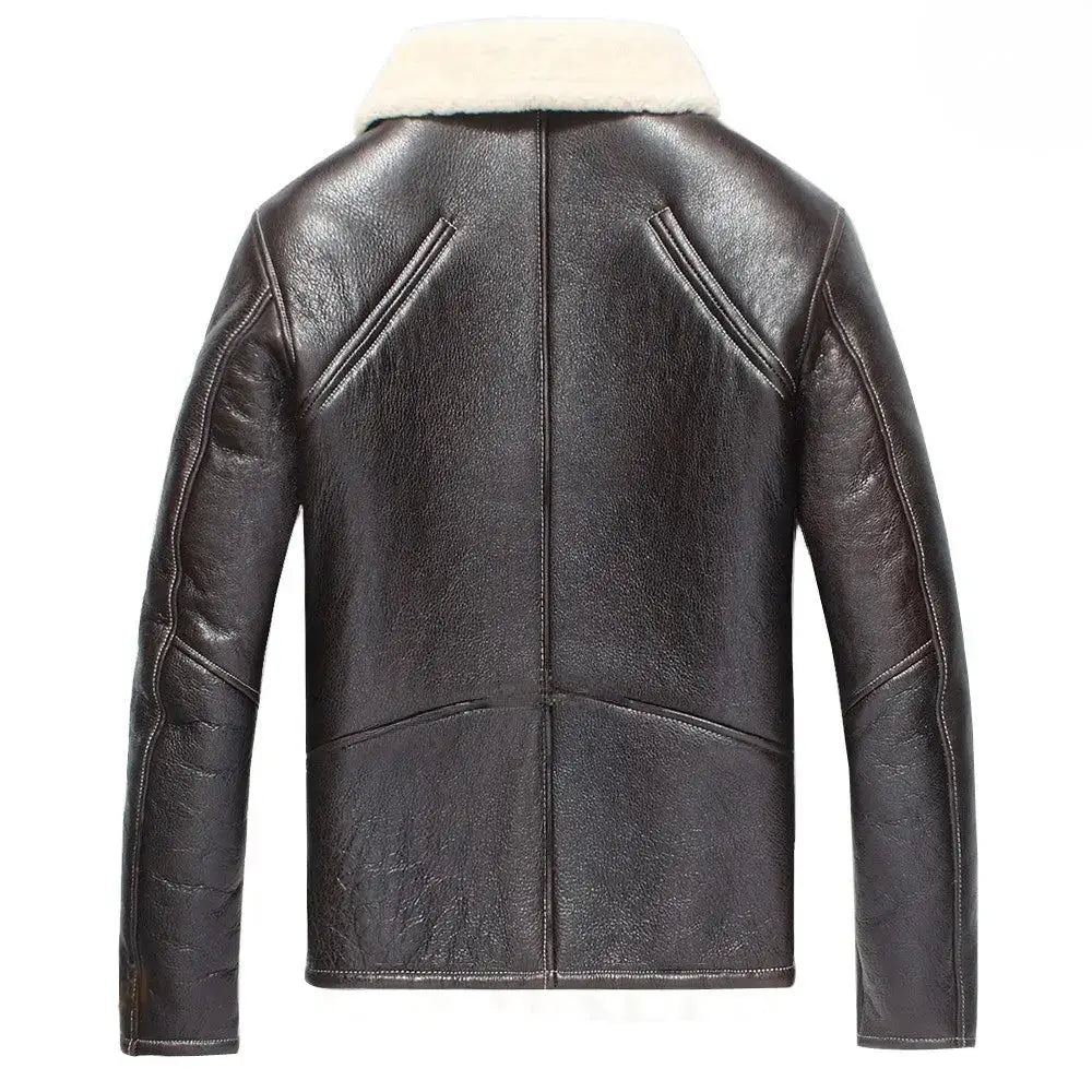 Dark Brown Sheepskin Aviator Jacket - Riders Republic UK
