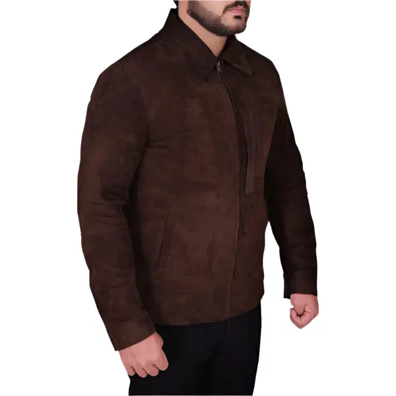 Mens Dark Brown Suede Jacket - Riders Republic UK