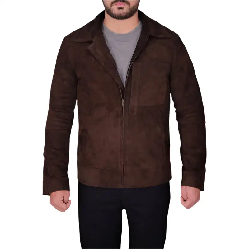 Mens Dark Brown Suede Jacket - Riders Republic UK