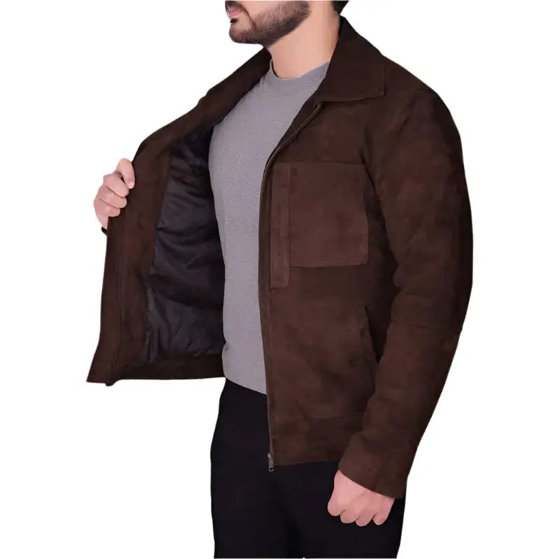 Mens Dark Brown Suede Jacket - Riders Republic UK