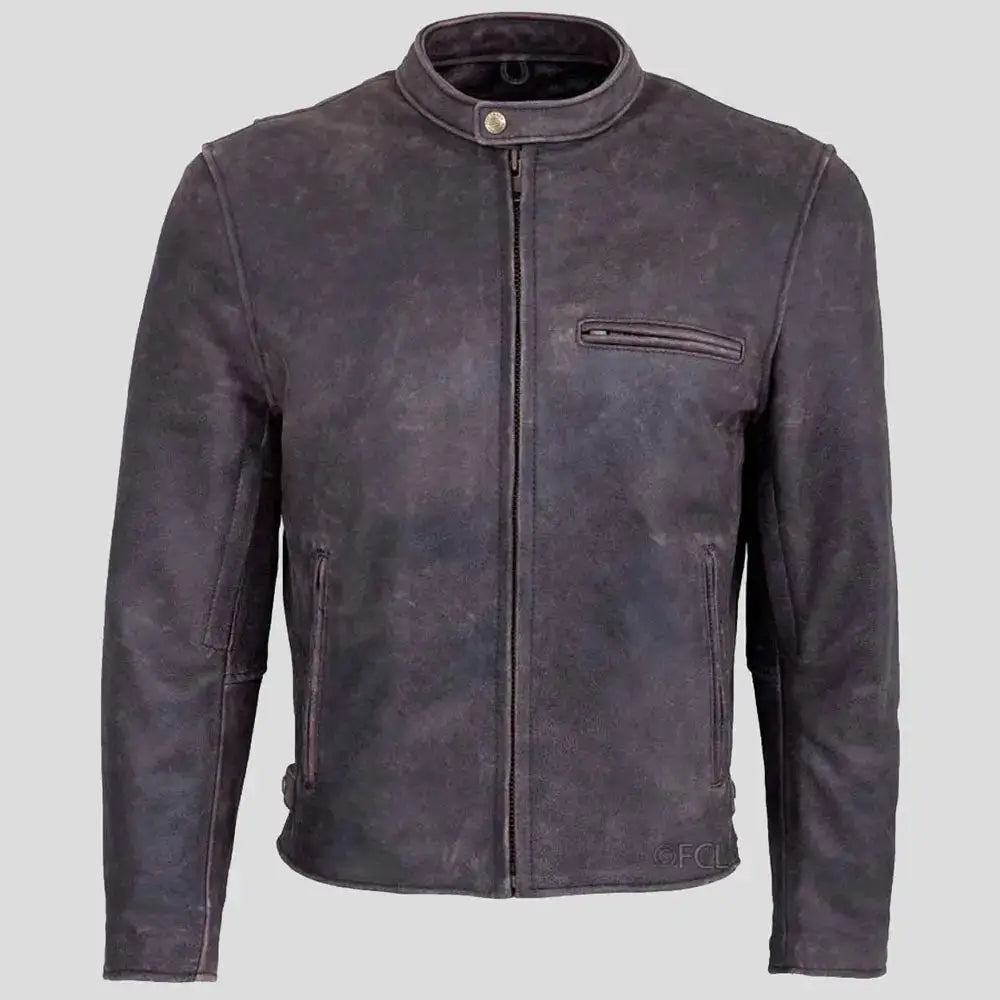 Mens Brown Leather Motorcycle Jacket - Riders Republic UK