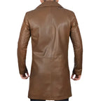 Mens Distressed Brown Leather Winter Trench Coat - Riders Republic UK