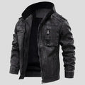 Mens Distressed Grey Cafe Racer Leather Jacket - Riders Republic UK