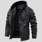 Mens Distressed Grey Cafe Racer Leather Jacket - Riders Republic UK