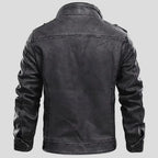 Mens Distressed Grey Cafe Racer Leather Jacket - Riders Republic UK