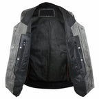 Distressed Grey Leather Vest - Riders Republic UK