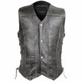 Distressed Grey Leather Vest - Riders Republic UK