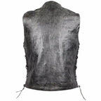 Distressed Grey Leather Vest - Riders Republic UK