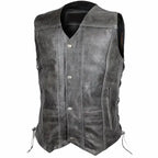 Distressed Grey Leather Vest - Riders Republic UK