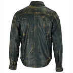 Men’s distressed lambskin leather long sleeve