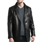Mens Elegant Black Leather Blazer - Riders Republic UK