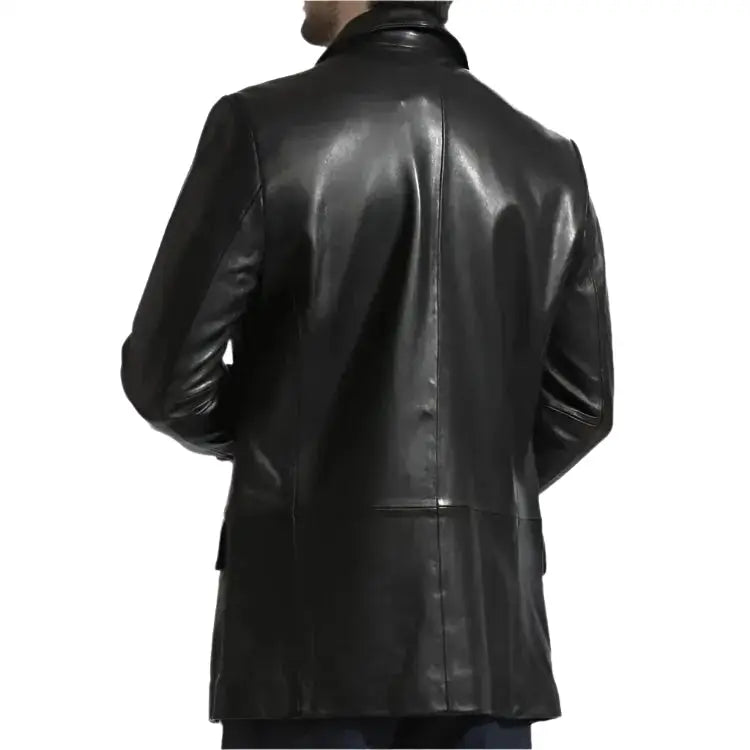 Mens Elegant Black Leather Blazer - Riders Republic UK