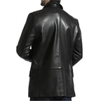 Mens Elegant Black Leather Blazer - Riders Republic UK