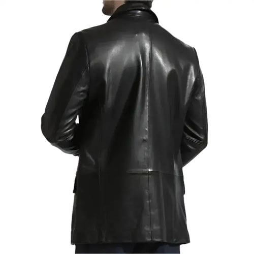 Mens Elegant Black Leather Blazer - Riders Republic UK