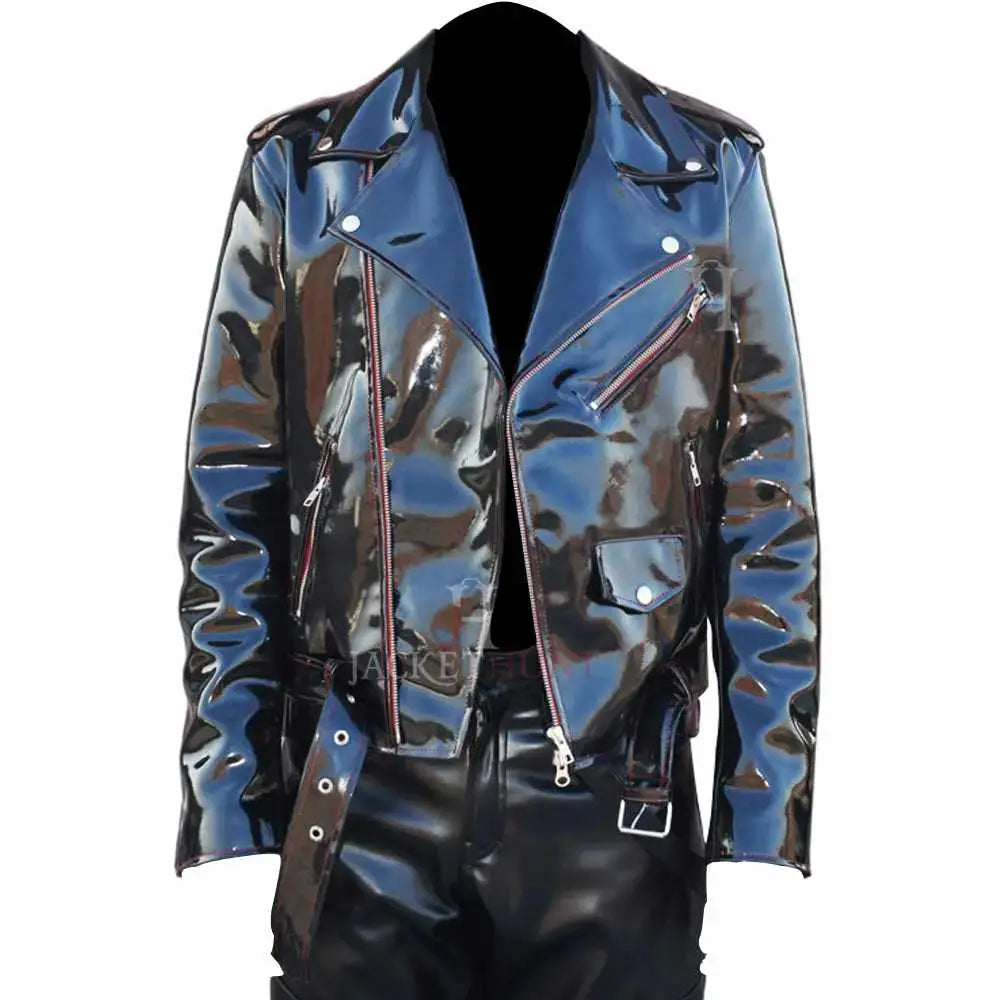 Mens EMO Biker Vinyl PVC Jacket - Riders Republic UK