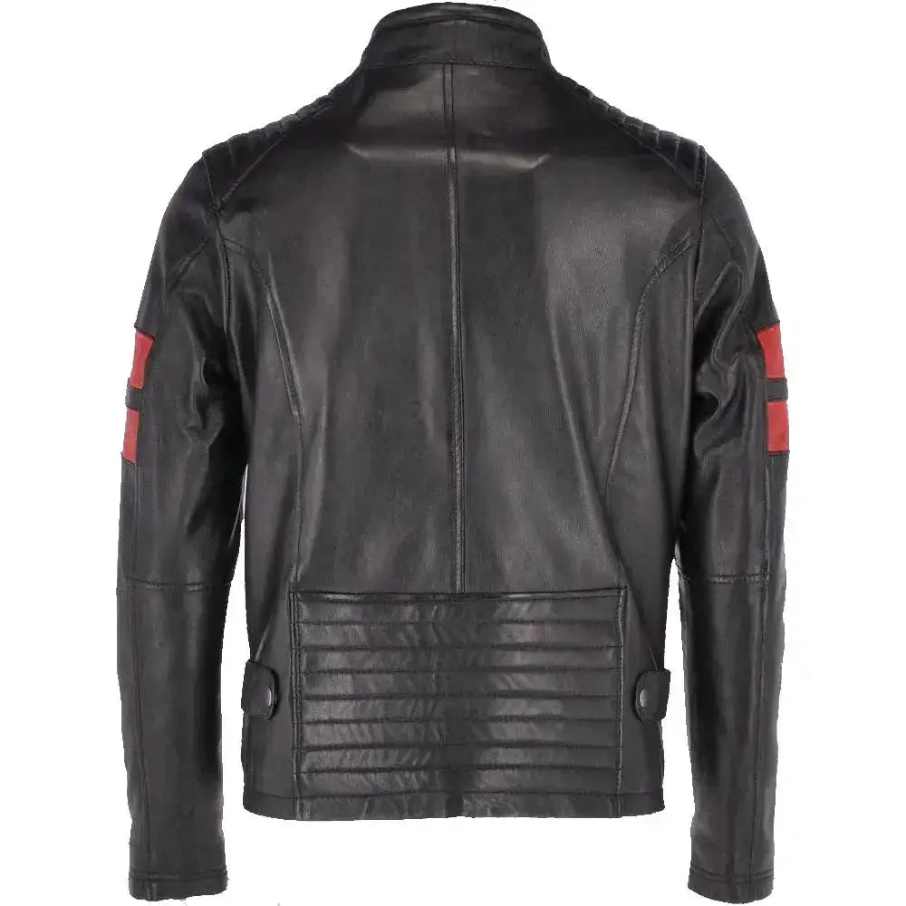 Mens Black Leather Biker Jacket - Riders Republic UK