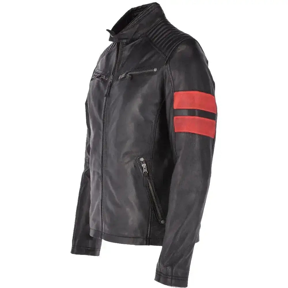 Mens Black Leather Biker Jacket - Riders Republic UK