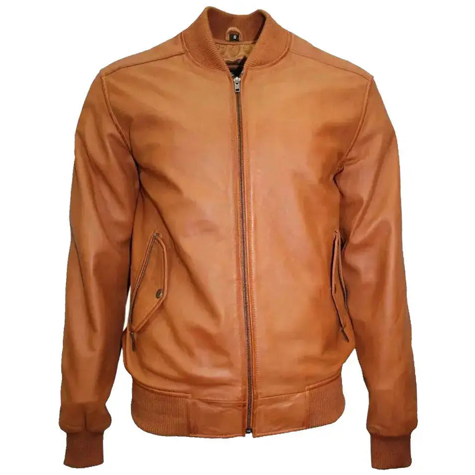 Mens Lambskin Leather Bomber Jacket - Riders Republic UK