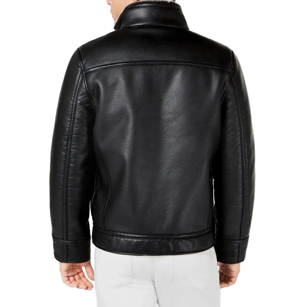 Mens Faux Leather Shearling Jacket - Riders Republic UK