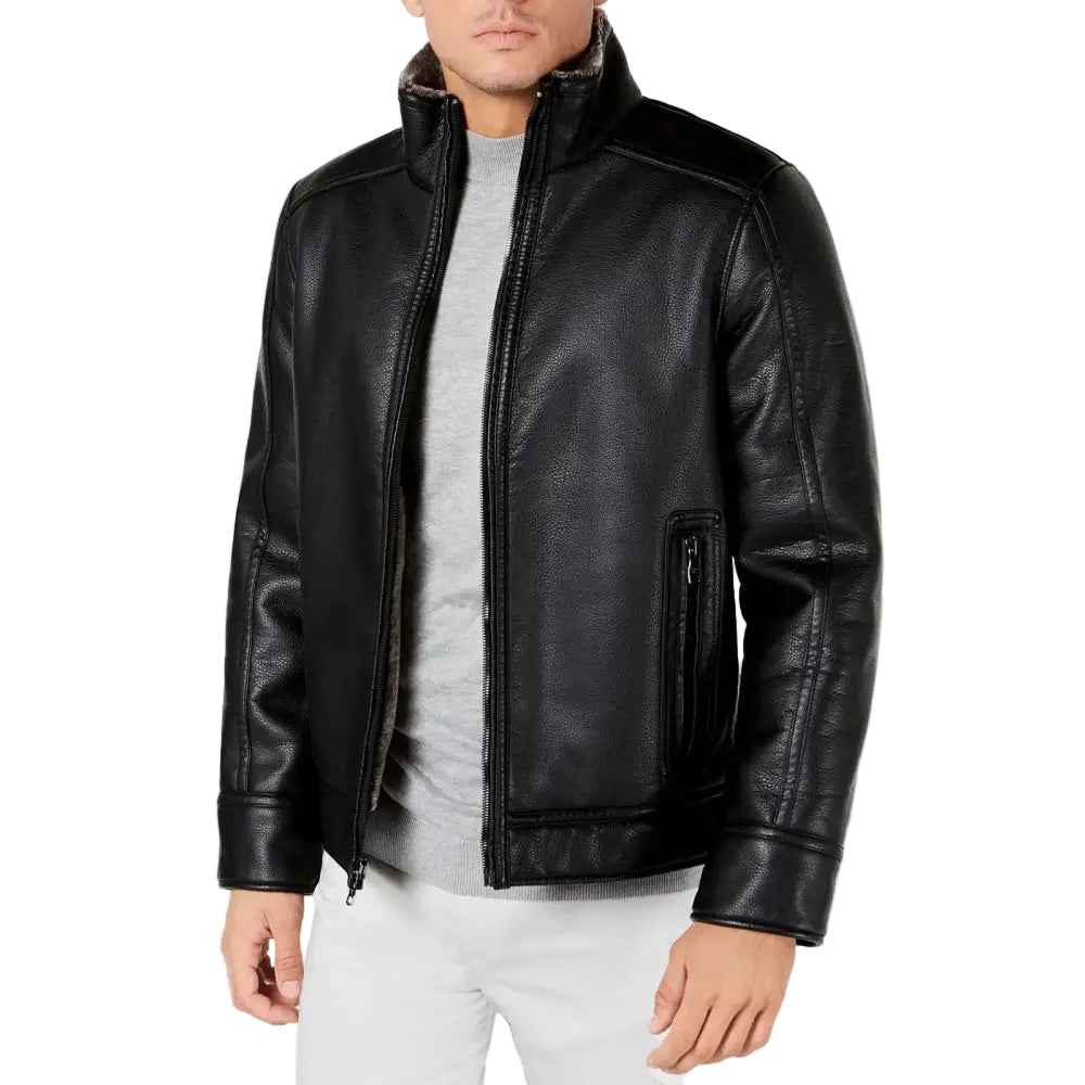 Mens Faux Leather Shearling Jacket - Riders Republic UK