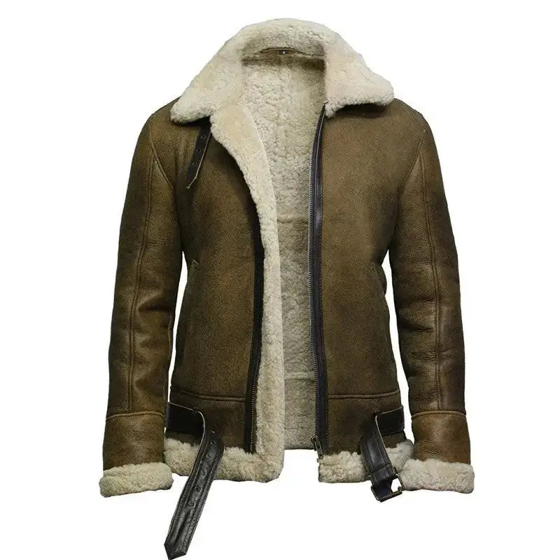 Brown Sheepskin Leather Aviator Jacket - Riders Republic UK